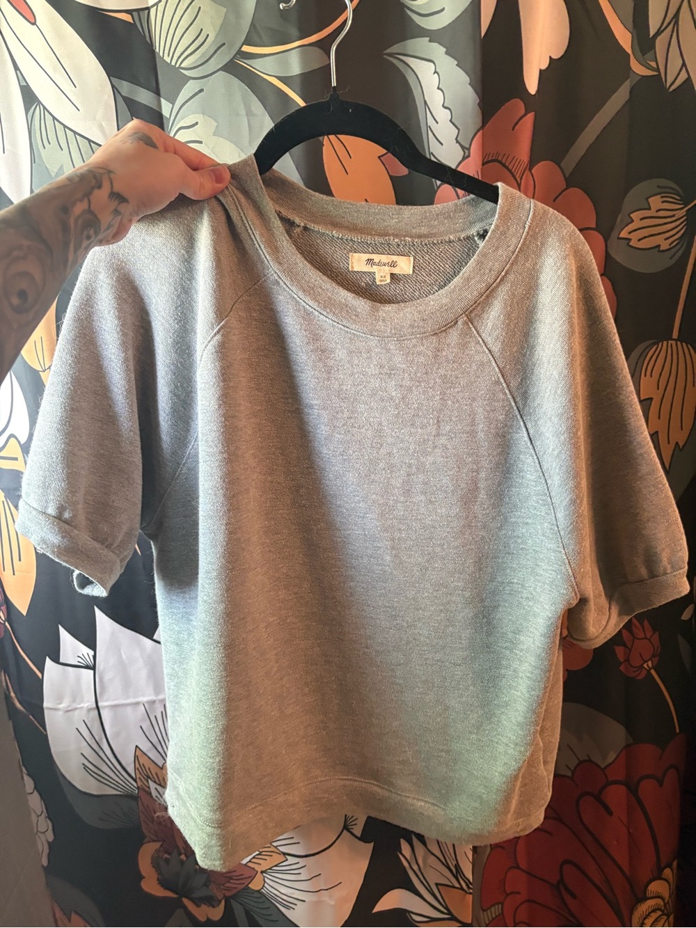 Madewell Light Gray Short Sleeve Pullover Sweatshirt xs
